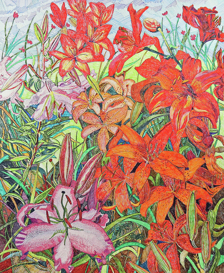Tiger Lilies Painting by Karen Merry