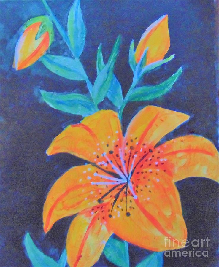 Tiger Lily Painting by Saundra Johnson
