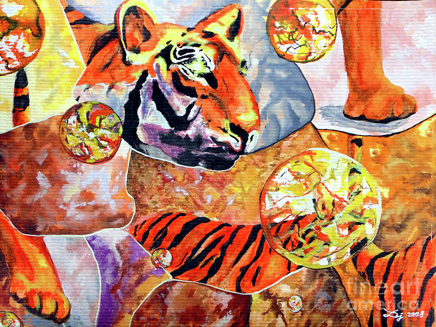 Tiger Painting - Tiger Mosaic  by Daniel Janda