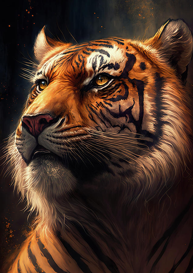 Tiger Painting Portrait Digital Art by Christophe Henin - Fine Art America