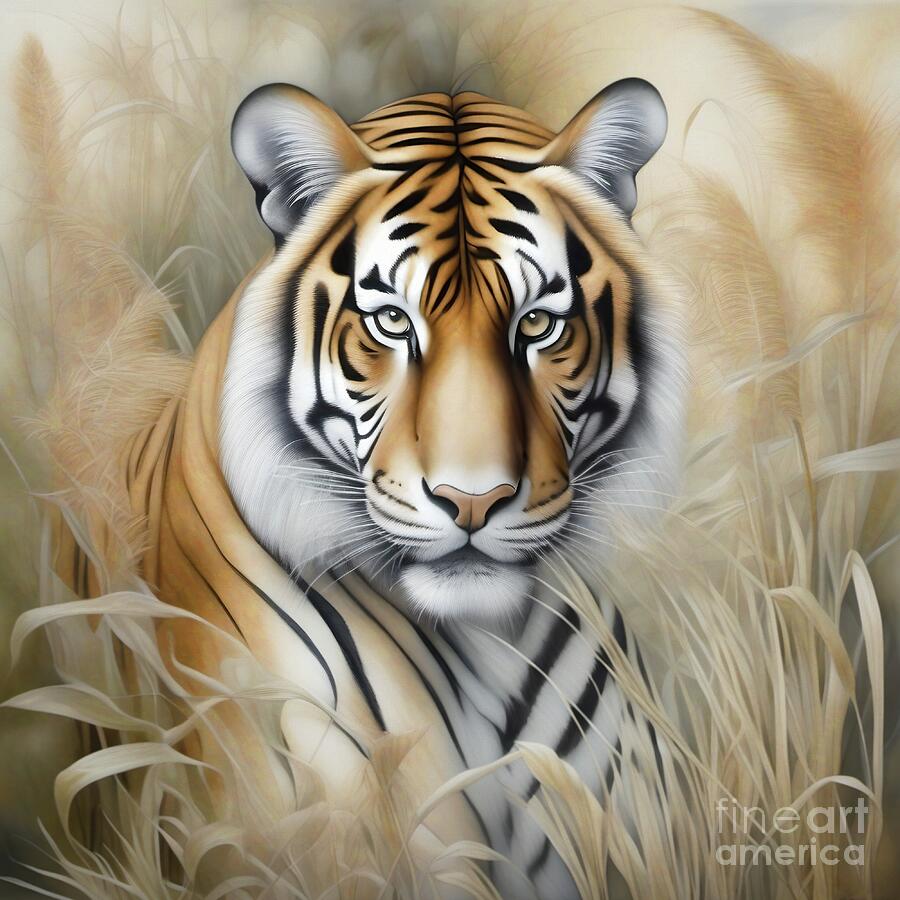 Tiger Portrait - 02537 Digital Art by Philip Preston