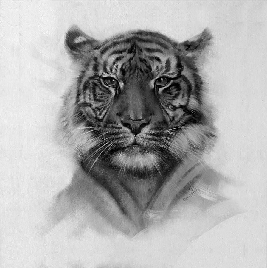 Tiger portrait - black and white Painting by Da Chau NGUYEN - Fine Art ...