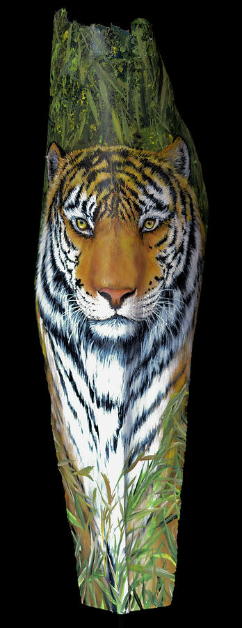 Tiger Portrait Painting by Nancy Lauby