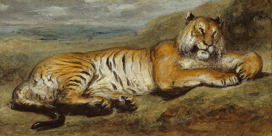 Tiger Resting Painting by Pierre Andrieu