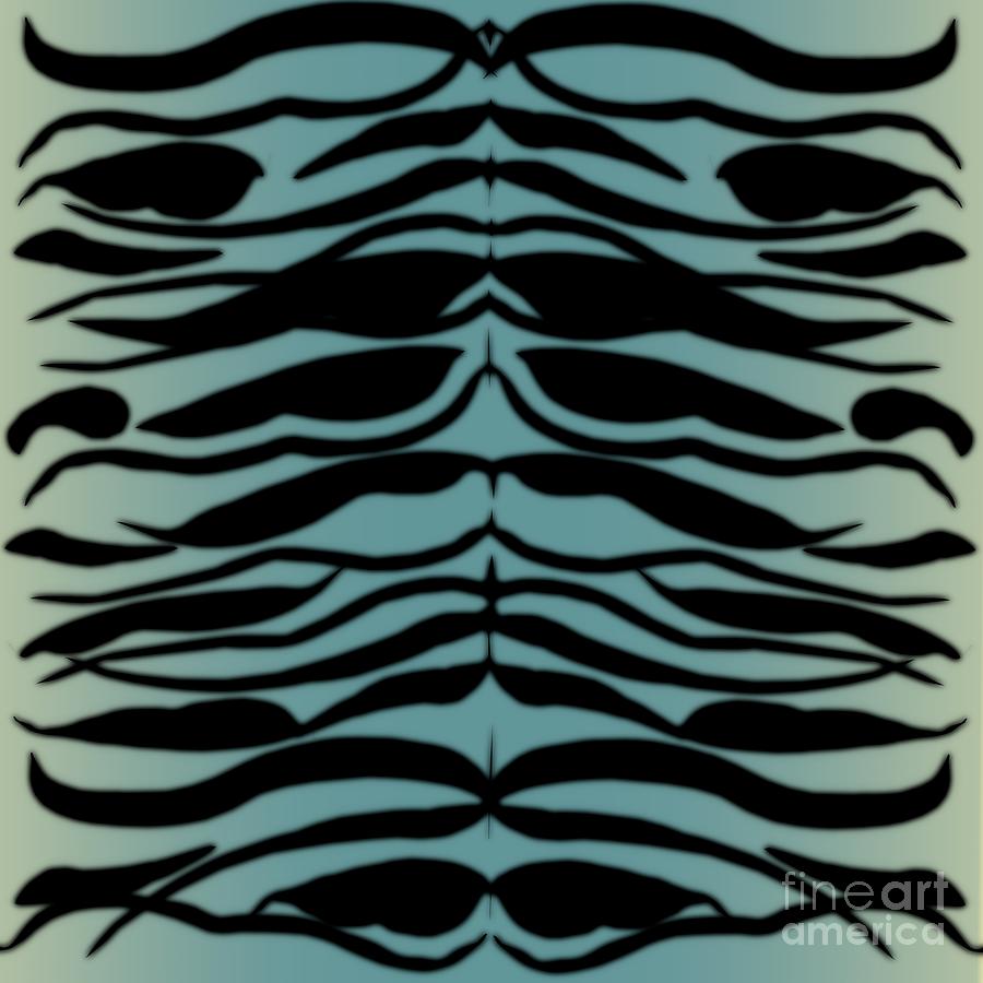 Tiger Skin Striped Pattern in Cerulean Blue Digital Art by Colleen Cornelius