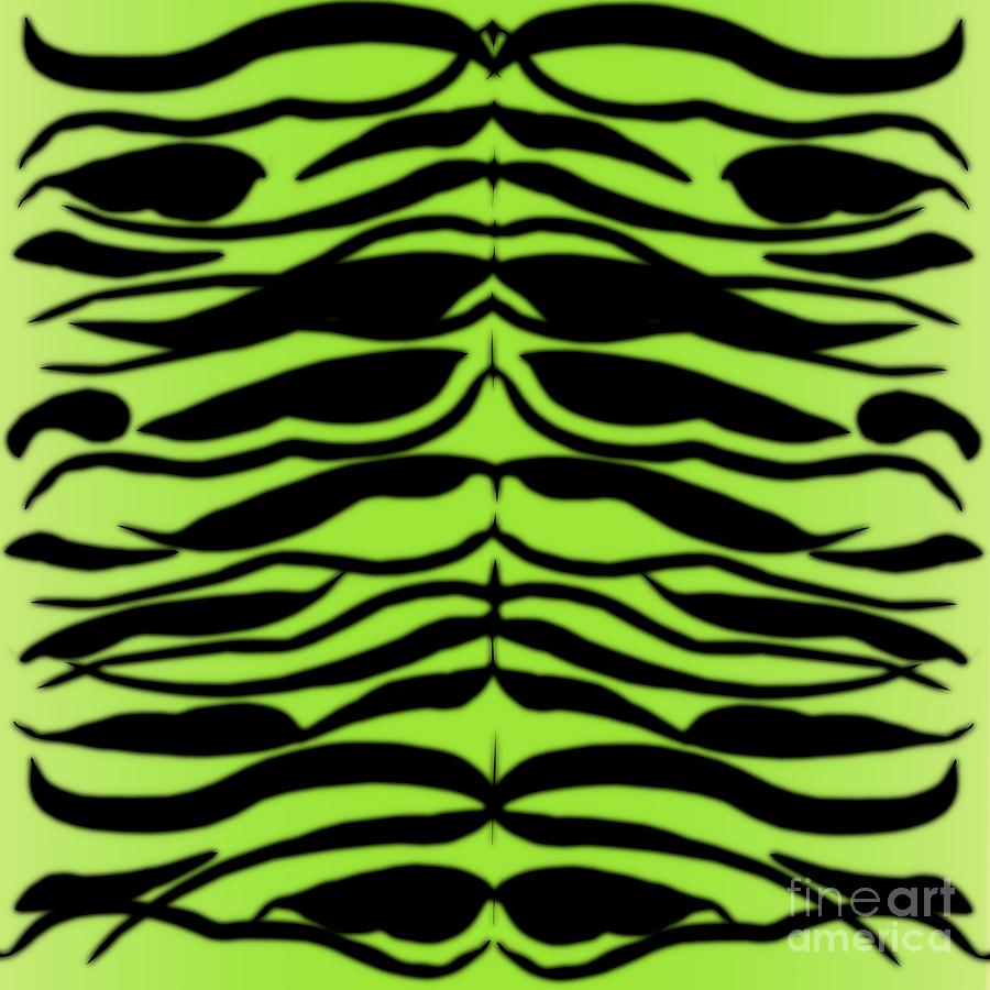 Tiger Skin Striped Pattern in Lime Green Digital Art by Colleen Cornelius
