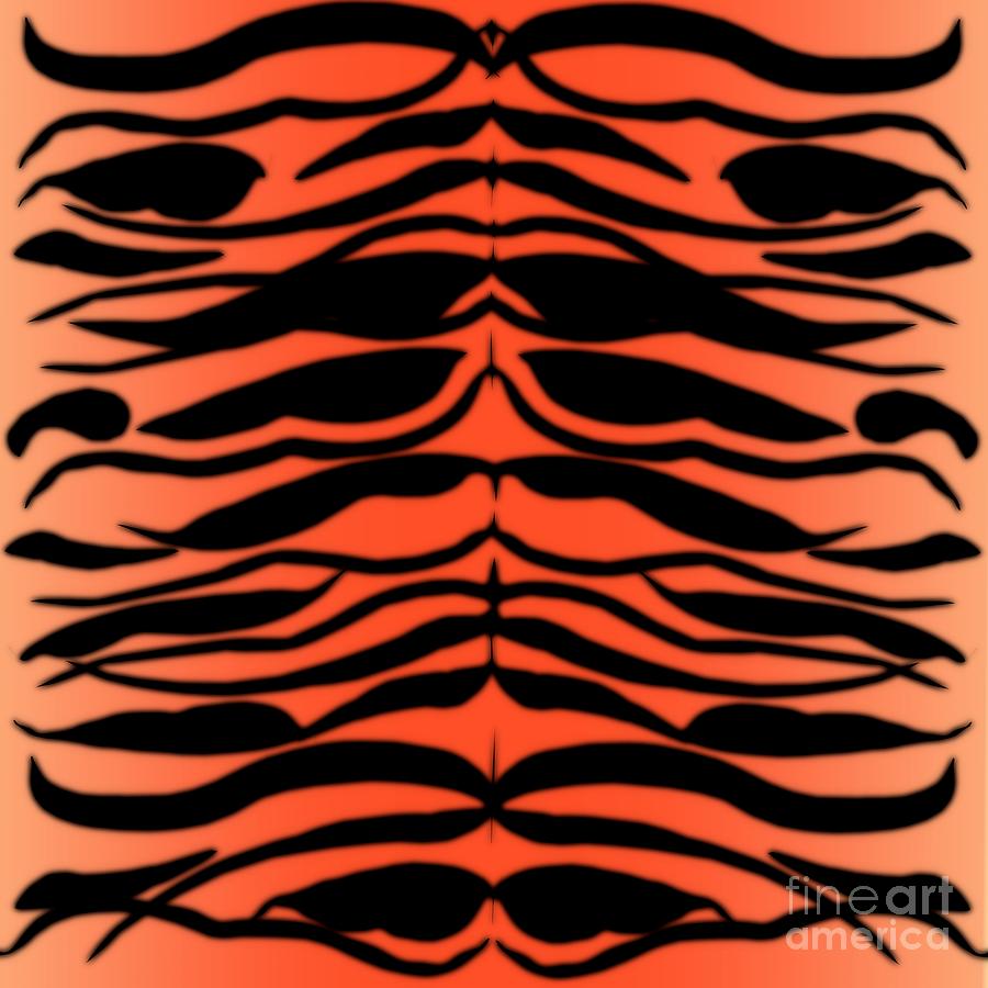 Tiger Skin Striped Pattern in Papaya Orange Digital Art by Colleen Cornelius