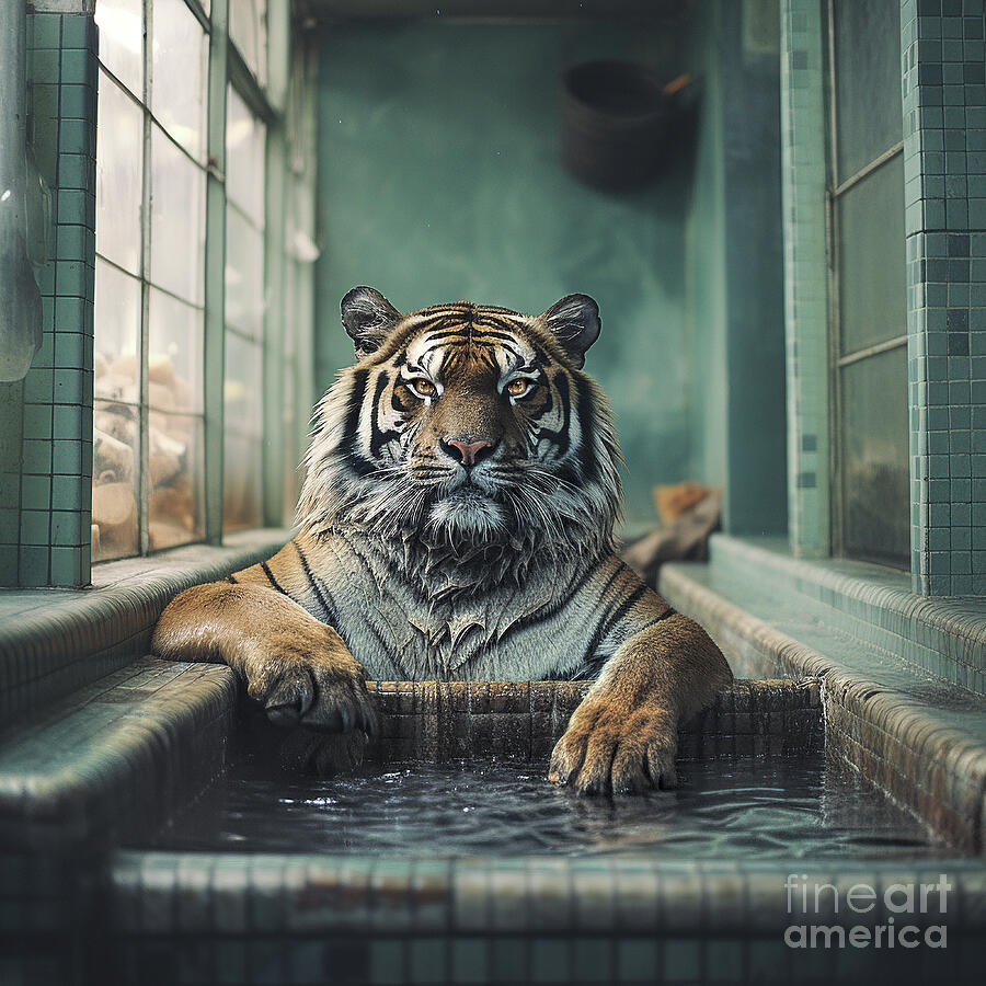 Tiger Spa Digital Art by Elisabeth Lucas - Pixels