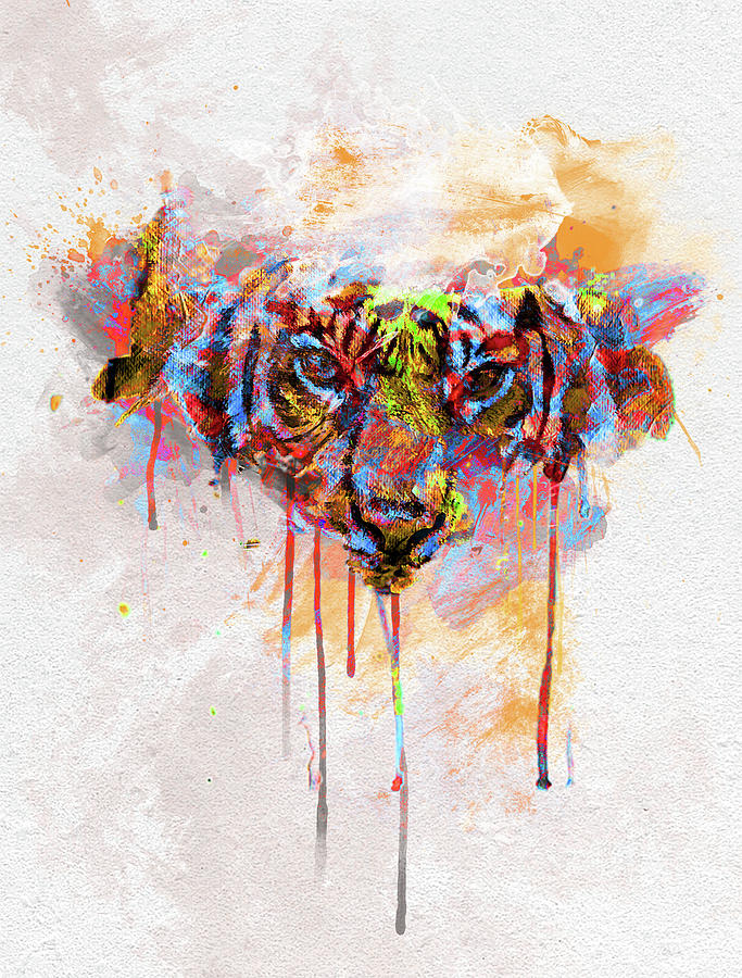 Tiger Spill Pop Art Digital Art