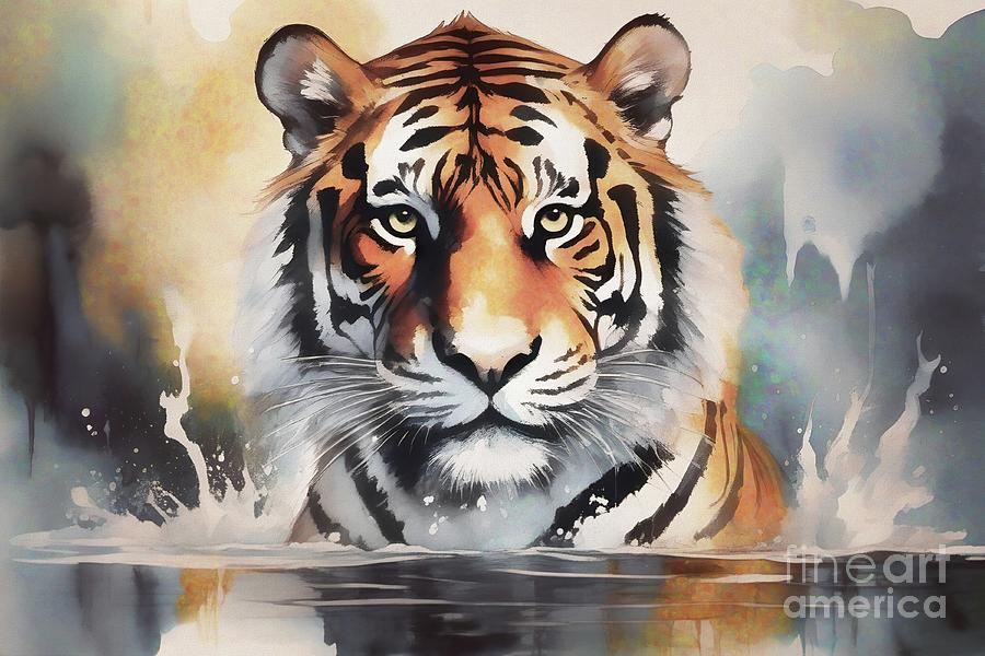 Tiger Stare - 02432 Digital Art by Philip Preston