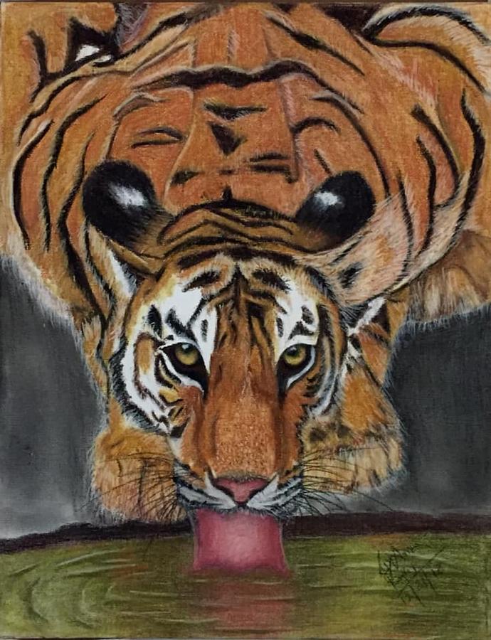 Tiger stare Painting by Lakshmi Rajagopal Tiger stare Painting by Lakshmi Rajagopal