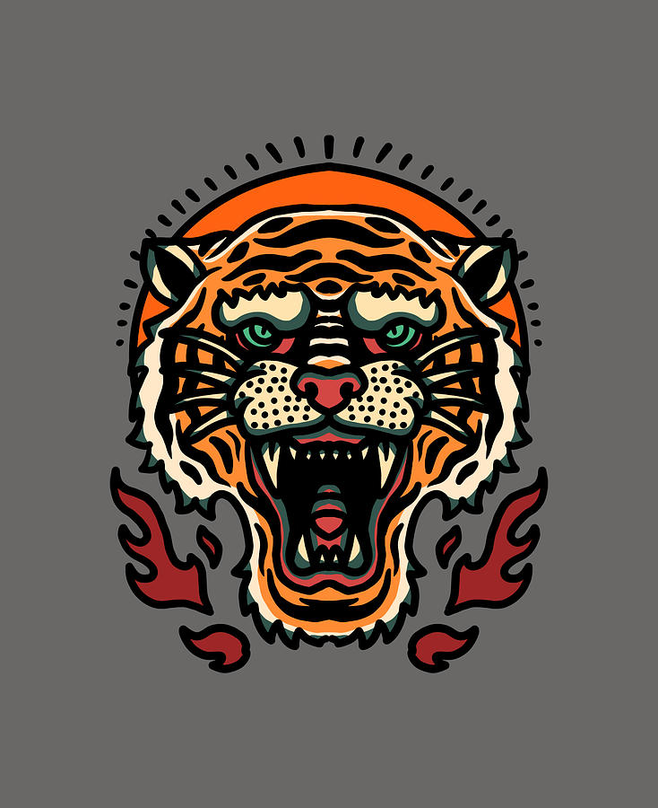 Tiger Tattoo Funny Aesthetic Painting by Nick Palmer - Pixels