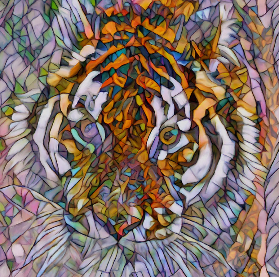 Tiger Tiger Burning Bright Mixed Media by Ann Leech