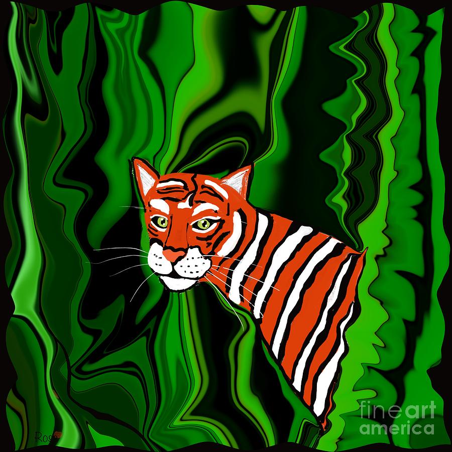 Tiger, tiger Digital Art by Elaine Hayward