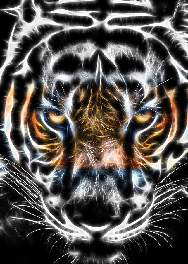 Tiger Tiger Modern Digital Art by Rowlette Nixon