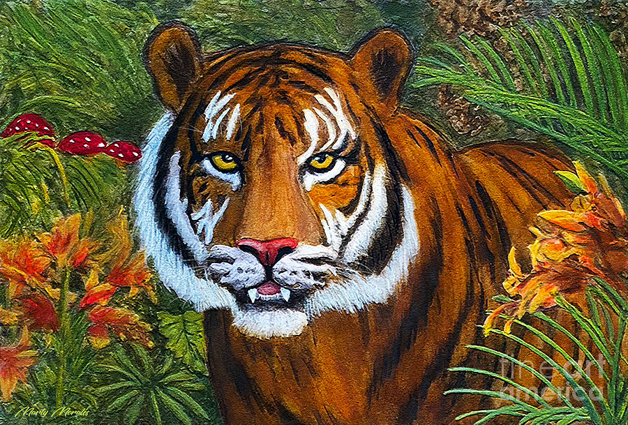Tiger V2 Mixed Media by Martys Royal Art