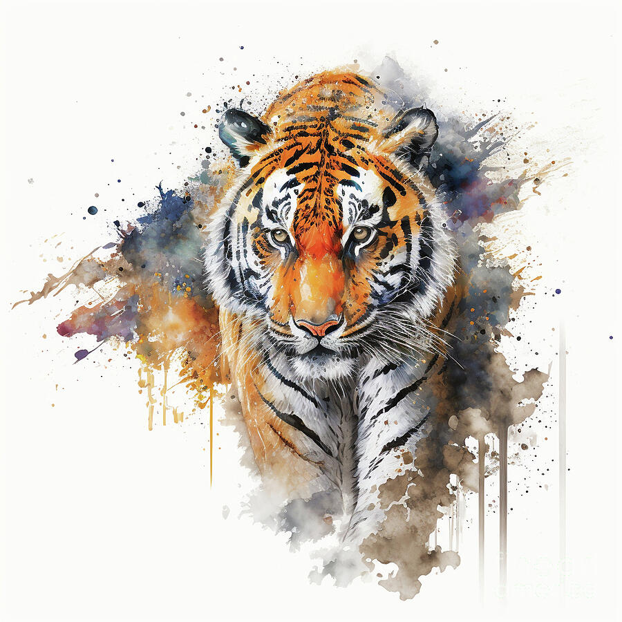 Tiger Walking Watercolor Digital Art by Laura's Creations - Pixels