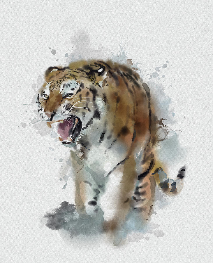 Tiger Watercolor Digital Art