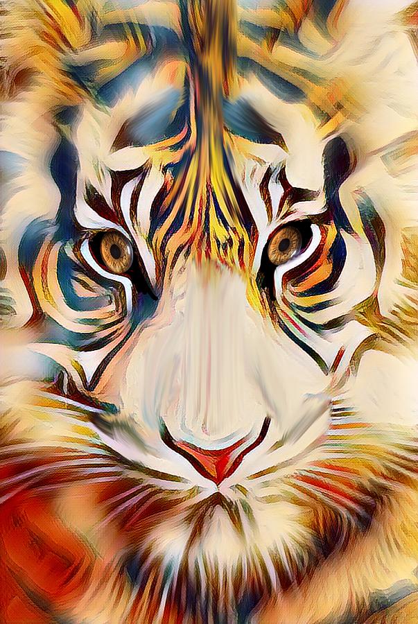 Tiger With Hazel Eyes Digital Art by Gayle Price Thomas - Pixels