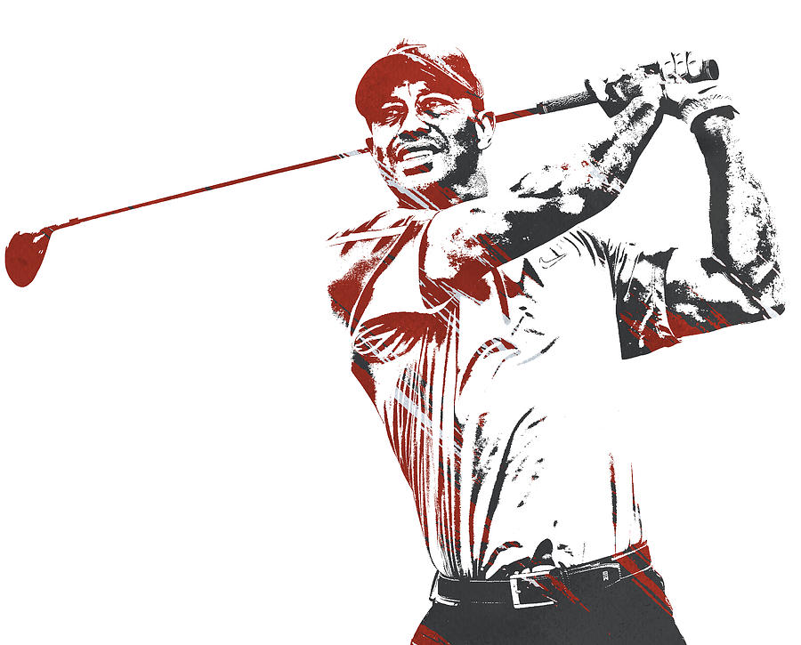 TIGER WOODS 2019 MASTERS CHAMPION watercolor strokes pixel art 2 Mixed