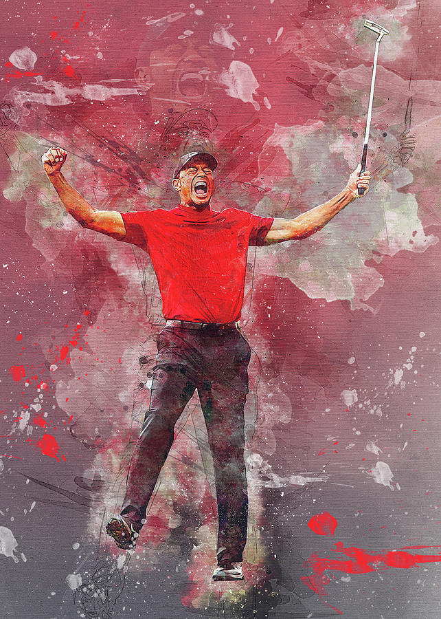 Tiger Woods Digital Art - Tiger Woods 2019 Masters Mixed Media by Elite Editions