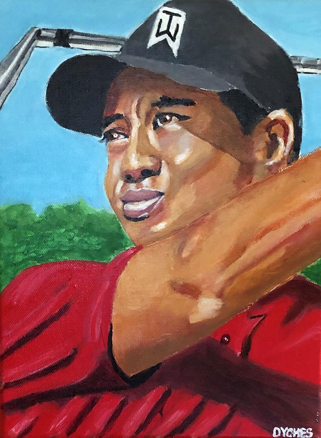 Tiger Woods Painting by Dan Dyches