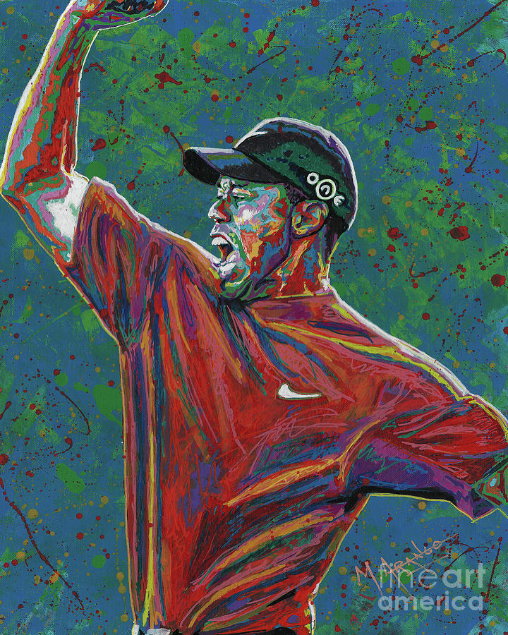 Tiger Woods Painting by Maria Arango