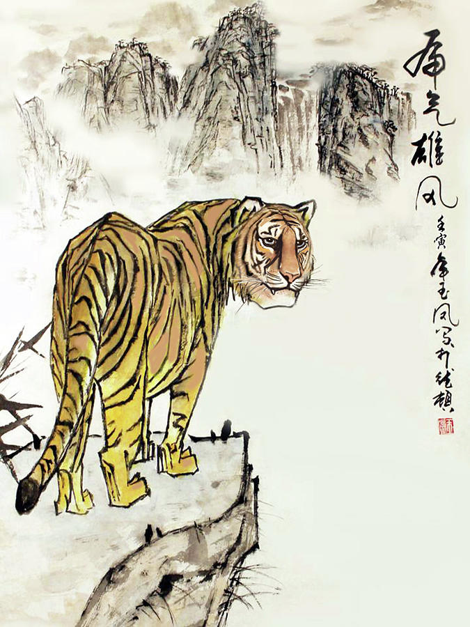 Tiger Painting by Yufeng Wang