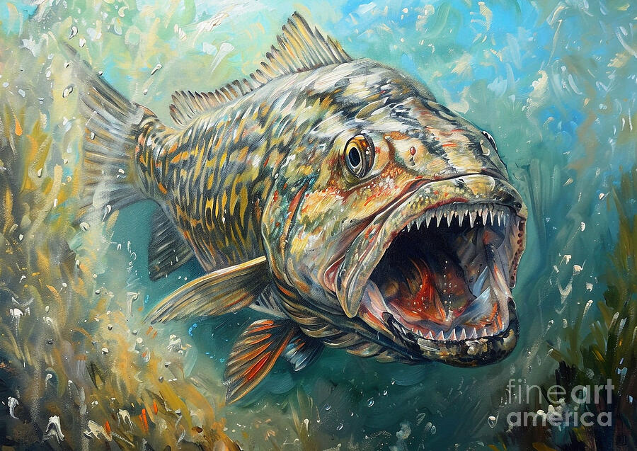 Tigerfish with sharp teeth in African waters Painting by Donato ...