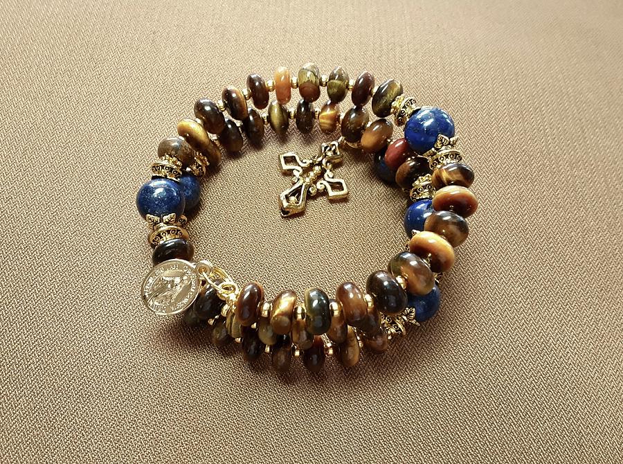 Tigers Eye and Lapis Rosary Bracelet Jewelry by Michele Myers