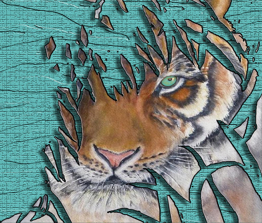 Tigers Gone to Pieces No.2 Mixed Media by Kelly Mills