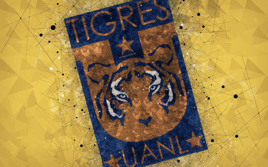 Tigres UANL 4k geometric art logo Mexican football club yellow abstract ...