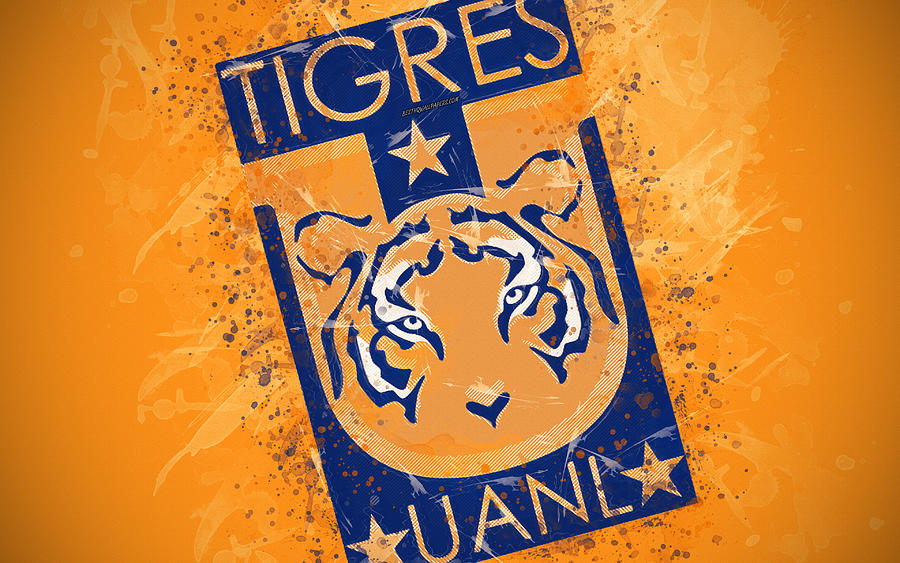 Tigres UANL 4k paint art creative Mexican football team Liga MX logo