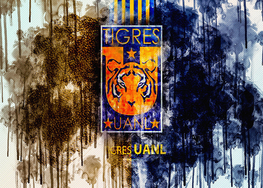 Tigres Uanl Leather Texture Logo Mexican Football Club Painting by ...