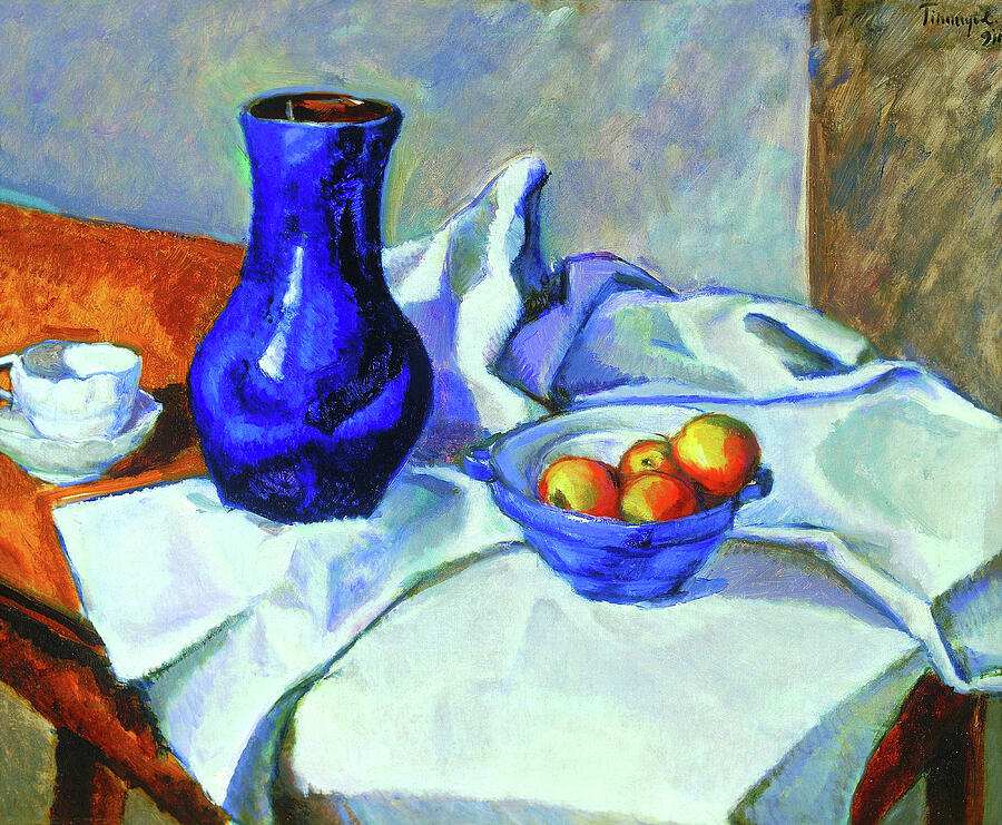 Tihanyi Lajos paintings - Still life, blue vase and apples Painting by Tihanyi Lajos Tihanyi Lajos paintings - Still life, blue vase and apples Painting by Tihanyi Lajos