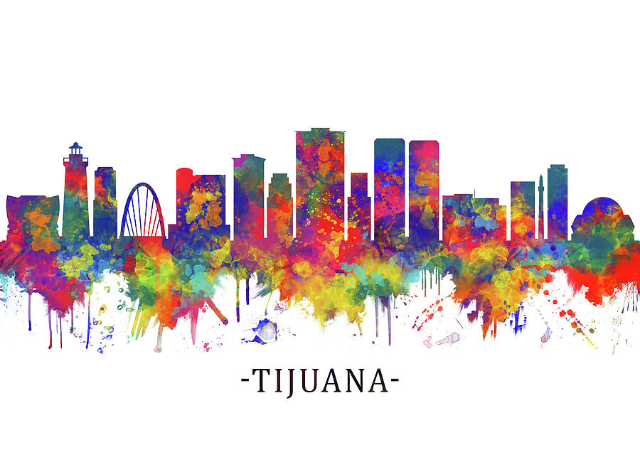 Tijuana Mexico Skyline Mixed Media by NextWay Art - Pixels