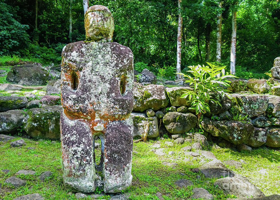 Tiki Statue #2 in  Meae Te Lipona, Hiva Oa, Marquesas Islands Photograph by Lyl Dil Creations