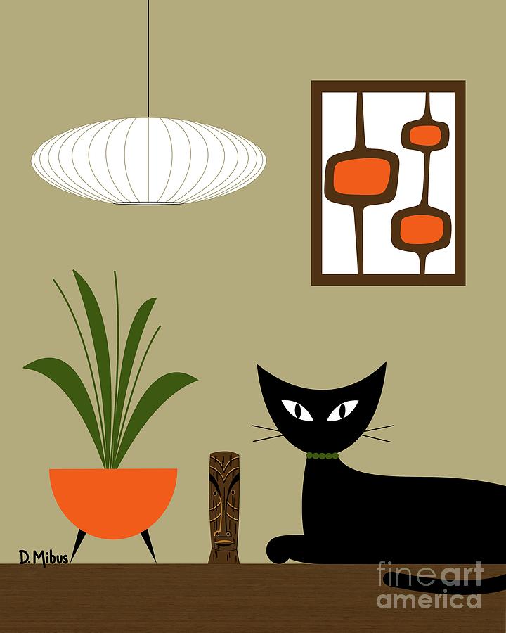 Tiki Tabletop Cat with Pods Digital Art by Donna Mibus