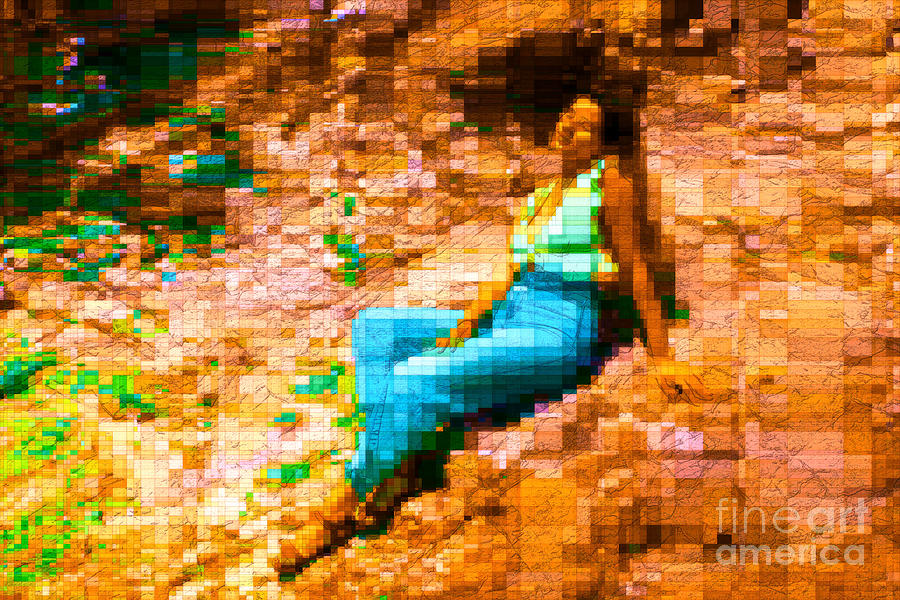 Tiled Girl Lounging Photograph