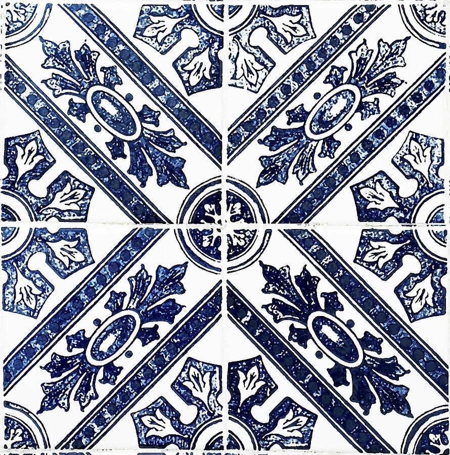 Tiles Mosaic Design Azulejo Portuguese Decorative Art IV Digital Art by Irina Sztukowski