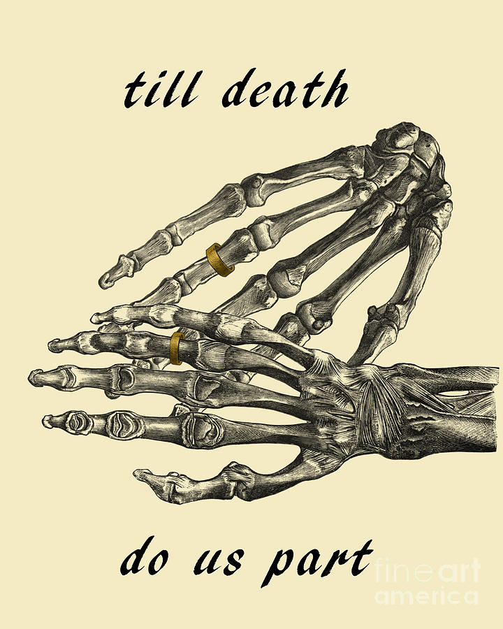 Valentines Day Digital Art - Till Death Do Us Part Skeleton Hands by Madame Memento