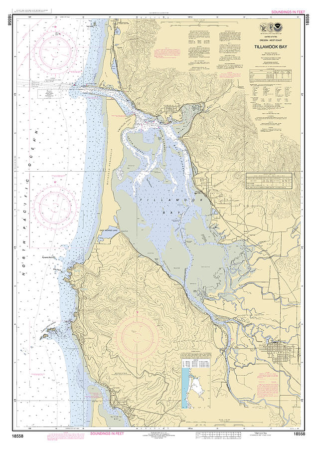 Tillamook Bay Oregon, Noaa Chart 18558 Digital Art by Nautical