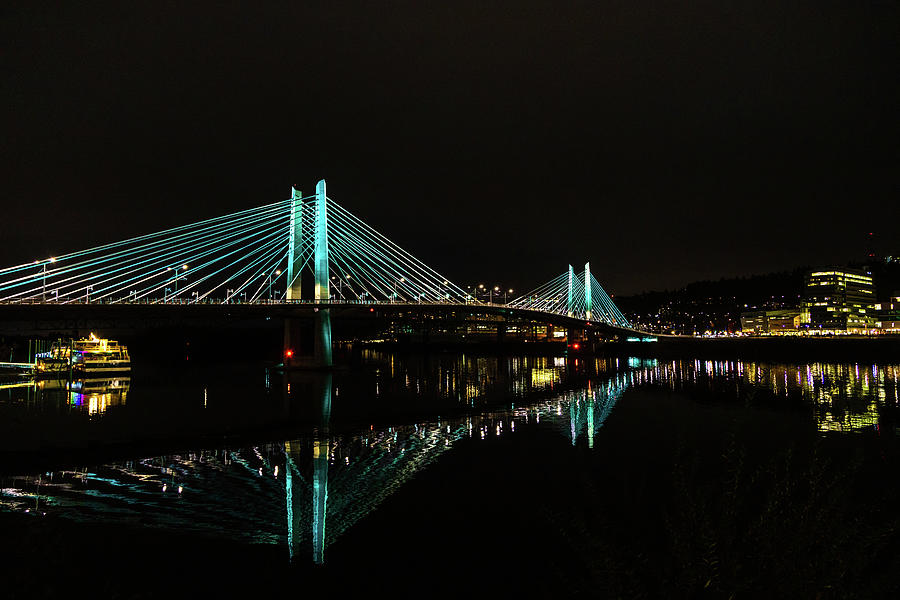 Tillikum Bridge, Portland at Night Photograph by Aashish Vaidya