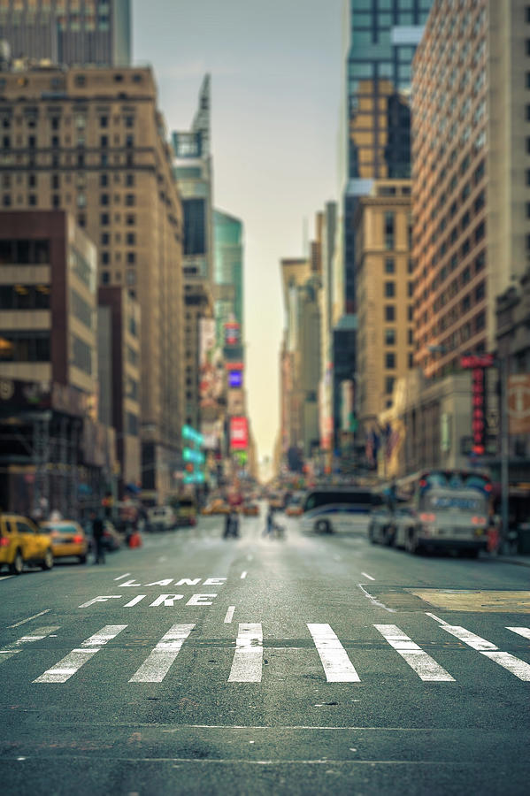 Tilt-shift view of a crosswalk in a New-York city avenue Photograph by Philippe Lejeanvre