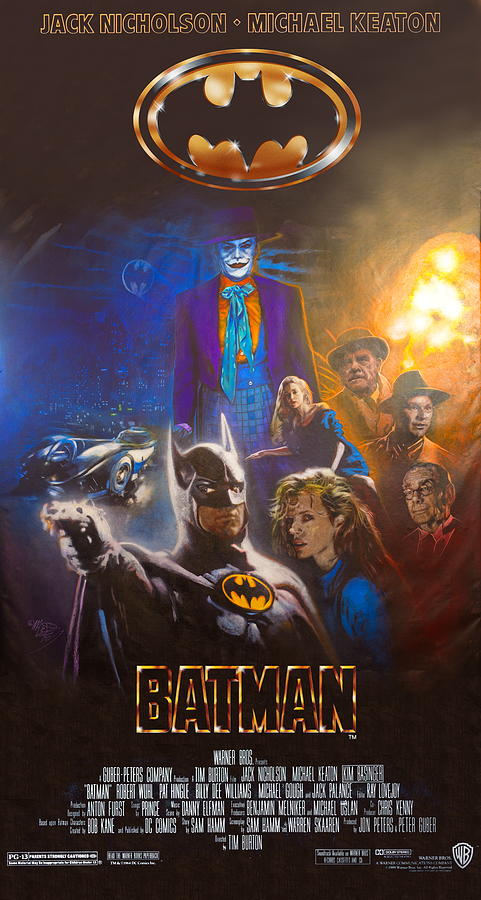 Batman Movie Painting - Tim Burton Batman 1989 Michael Keaton and Jack Nicholson by Michael Andrew Law Cheuk Yui