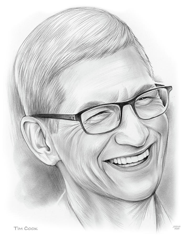 Tim Cook Drawing - Tim Cook - pencil by Greg Joens Tim Cook Drawing - Tim Cook - pencil by Greg Joens