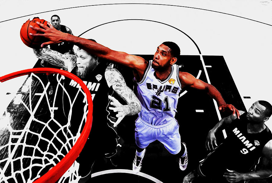 Tim Duncan and Birdman Mixed Media by Brian Reaves
