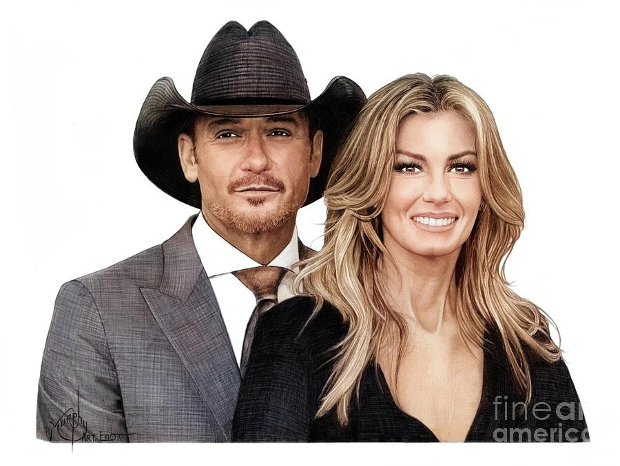 Tim McGraw Faith Hill drawing Drawing by Murphy Art Elliott - Pixels