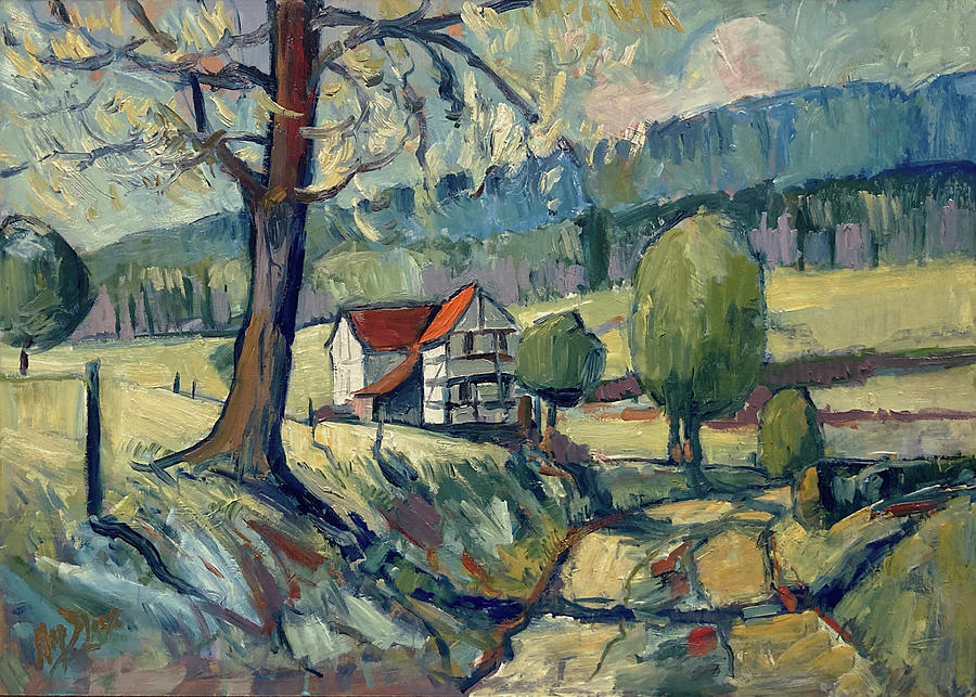 Timber house Painting by Nop Briex