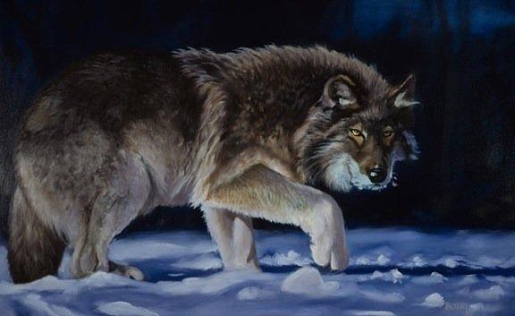 Timber Wolf Painting by Joe Borri